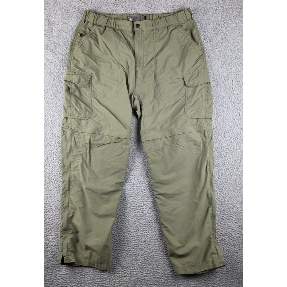 REI Co-op Sahara Convertible Pants Mens XLx32 (35x31) Green Cargo‎ Hiking